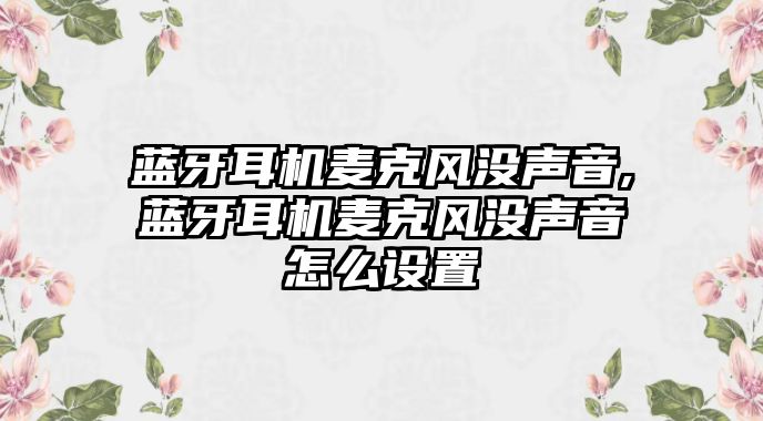 藍牙耳機麥克風(fēng)沒聲音,藍牙耳機麥克風(fēng)沒聲音怎么設(shè)置