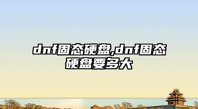 dnf固態(tài)硬盤,dnf固態(tài)硬盤要多大