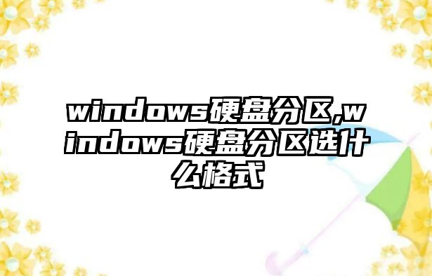 windows硬盤(pán)分區(qū),windows硬盤(pán)分區(qū)選什么格式