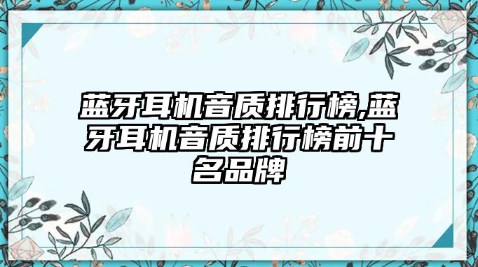 藍牙耳機音質(zhì)排行榜,藍牙耳機音質(zhì)排行榜前十名品牌