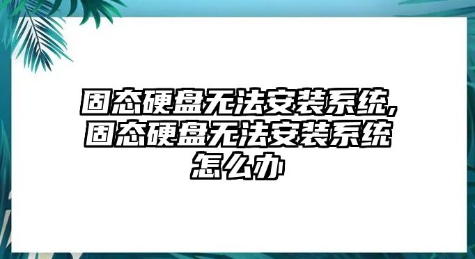 固態(tài)硬盤(pán)無(wú)法安裝系統(tǒng),固態(tài)硬盤(pán)無(wú)法安裝系統(tǒng)怎么辦