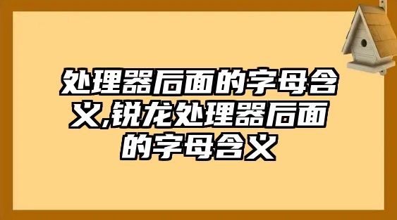 處理器后面的字母含義,銳龍?zhí)幚砥骱竺娴淖帜负x